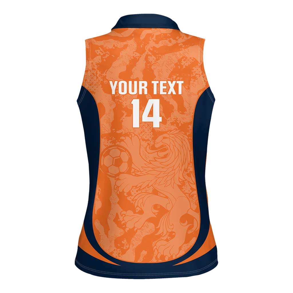 Custom Netherlands Football Women Sleeveless Polo Shirt 2026 Come On Oranje - Wonder Print Shop