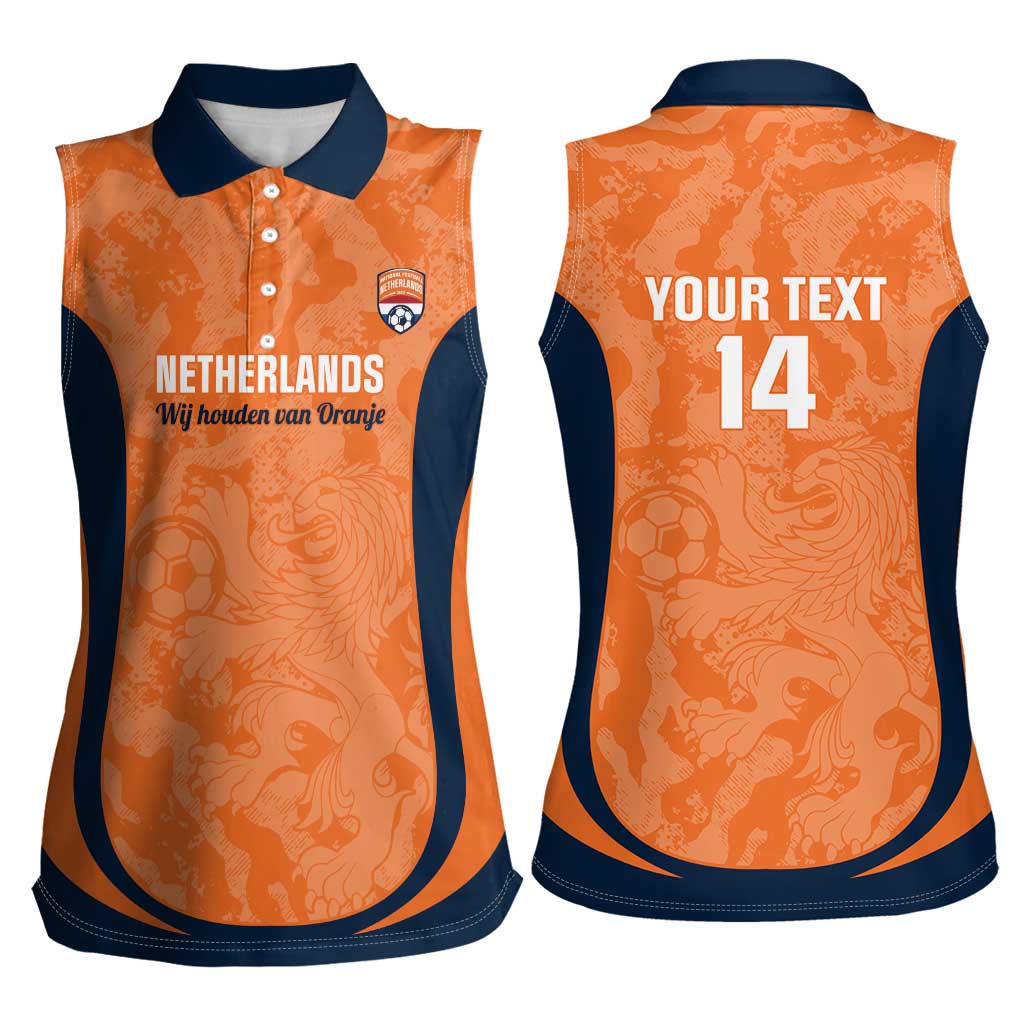Custom Netherlands Football Women Sleeveless Polo Shirt 2026 Come On Oranje - Wonder Print Shop