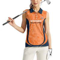 Custom Netherlands Football Women Sleeveless Polo Shirt 2026 Come On Oranje - Wonder Print Shop