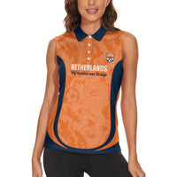 Custom Netherlands Football Women Sleeveless Polo Shirt 2026 Come On Oranje - Wonder Print Shop