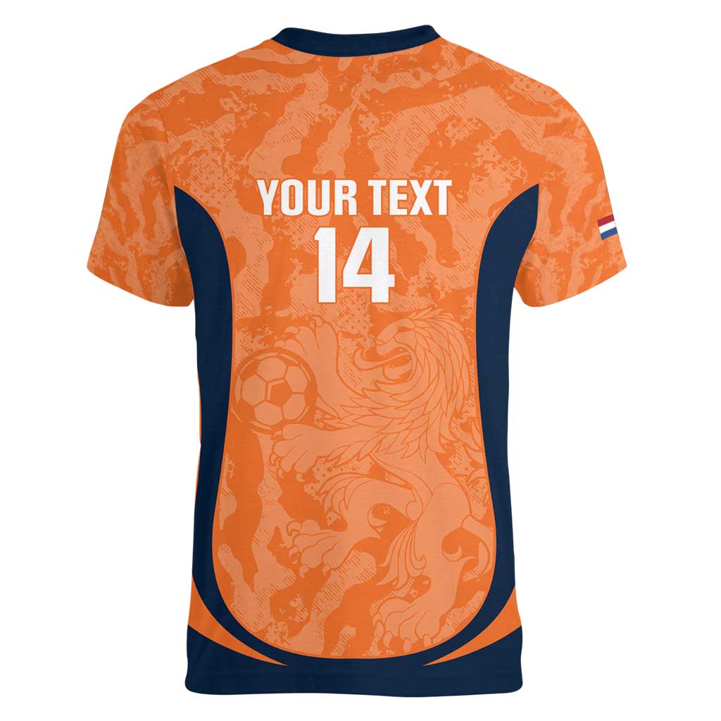 Custom Netherlands Football Women V-Neck T-Shirt 2026 Come On Oranje - Wonder Print Shop