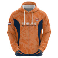 Custom Netherlands Football Zip Hoodie 2026 Come On Oranje - Wonder Print Shop