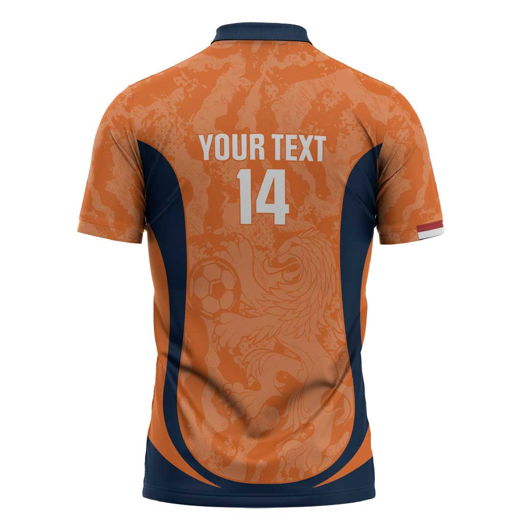 Custom Netherlands Football Zipper Polo Shirt 2026 Come On Oranje - Wonder Print Shop
