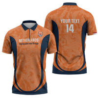 Custom Netherlands Football Zipper Polo Shirt 2026 Come On Oranje - Wonder Print Shop