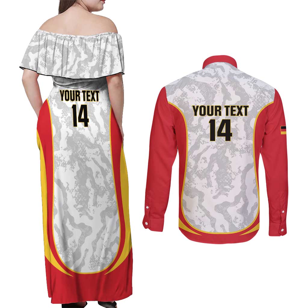 Custom Germany Football Couples Matching Off Shoulder Maxi Dress and Long Sleeve Button Shirt 2026 Come On Die Nationalelf - Wonder Print Shop