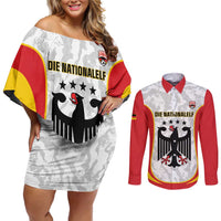 Custom Germany Football Couples Matching Off Shoulder Short Dress and Long Sleeve Button Shirt 2026 Come On Die Nationalelf - Wonder Print Shop
