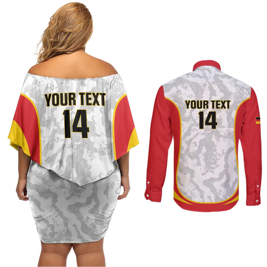 Custom Germany Football Couples Matching Off Shoulder Short Dress and Long Sleeve Button Shirt 2026 Come On Die Nationalelf - Wonder Print Shop