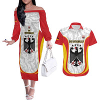 Custom Germany Football Couples Matching Off The Shoulder Long Sleeve Dress and Hawaiian Shirt 2026 Come On Die Nationalelf - Wonder Print Shop