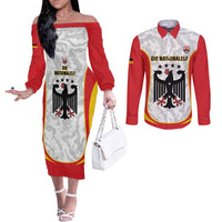Custom Germany Football Couples Matching Off The Shoulder Long Sleeve Dress and Long Sleeve Button Shirt 2026 Come On Die Nationalelf - Wonder Print Shop