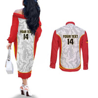Custom Germany Football Couples Matching Off The Shoulder Long Sleeve Dress and Long Sleeve Button Shirt 2026 Come On Die Nationalelf - Wonder Print Shop