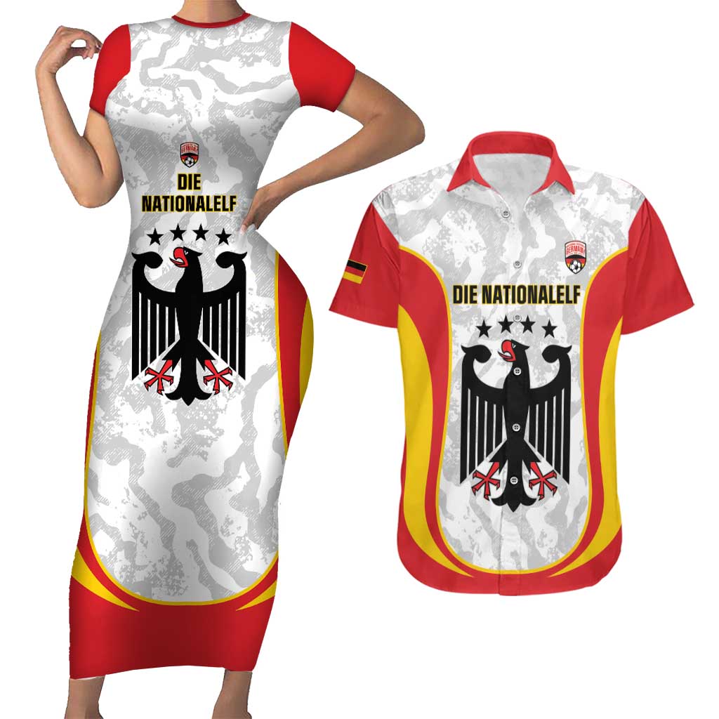 Custom Germany Football Couples Matching Short Sleeve Bodycon Dress and Hawaiian Shirt 2026 Come On Die Nationalelf - Wonder Print Shop