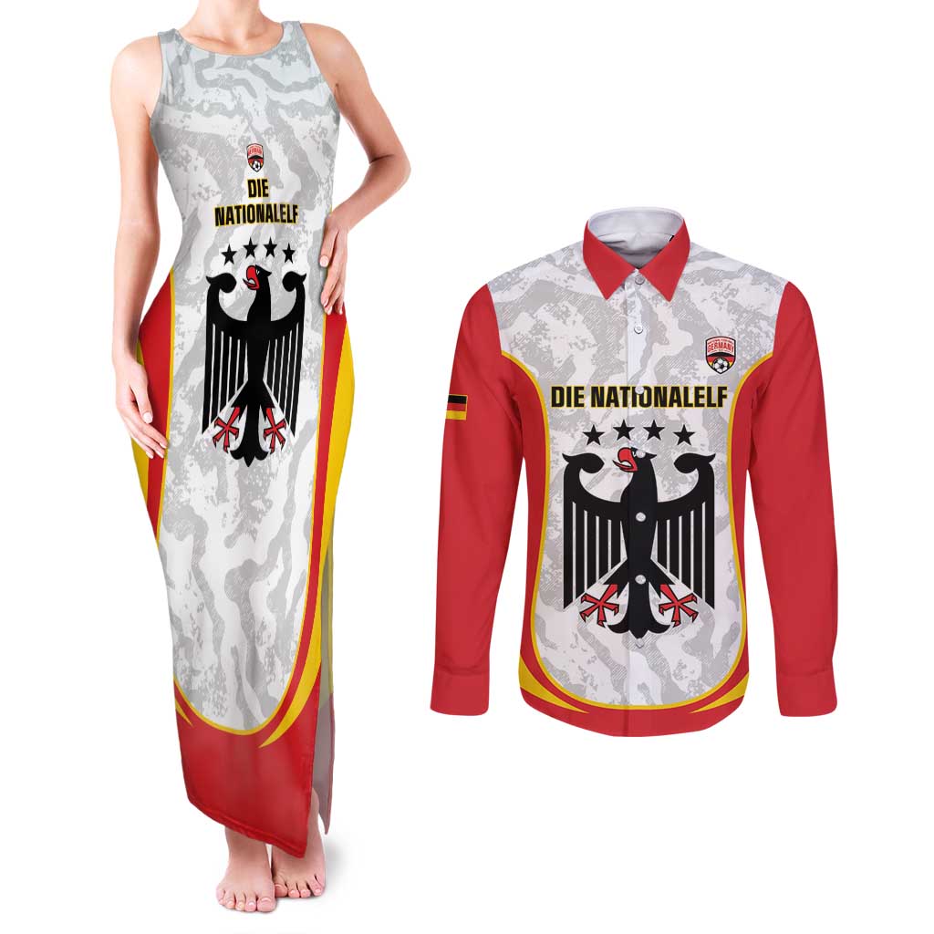 Custom Germany Football Couples Matching Tank Maxi Dress and Long Sleeve Button Shirt 2026 Come On Die Nationalelf - Wonder Print Shop
