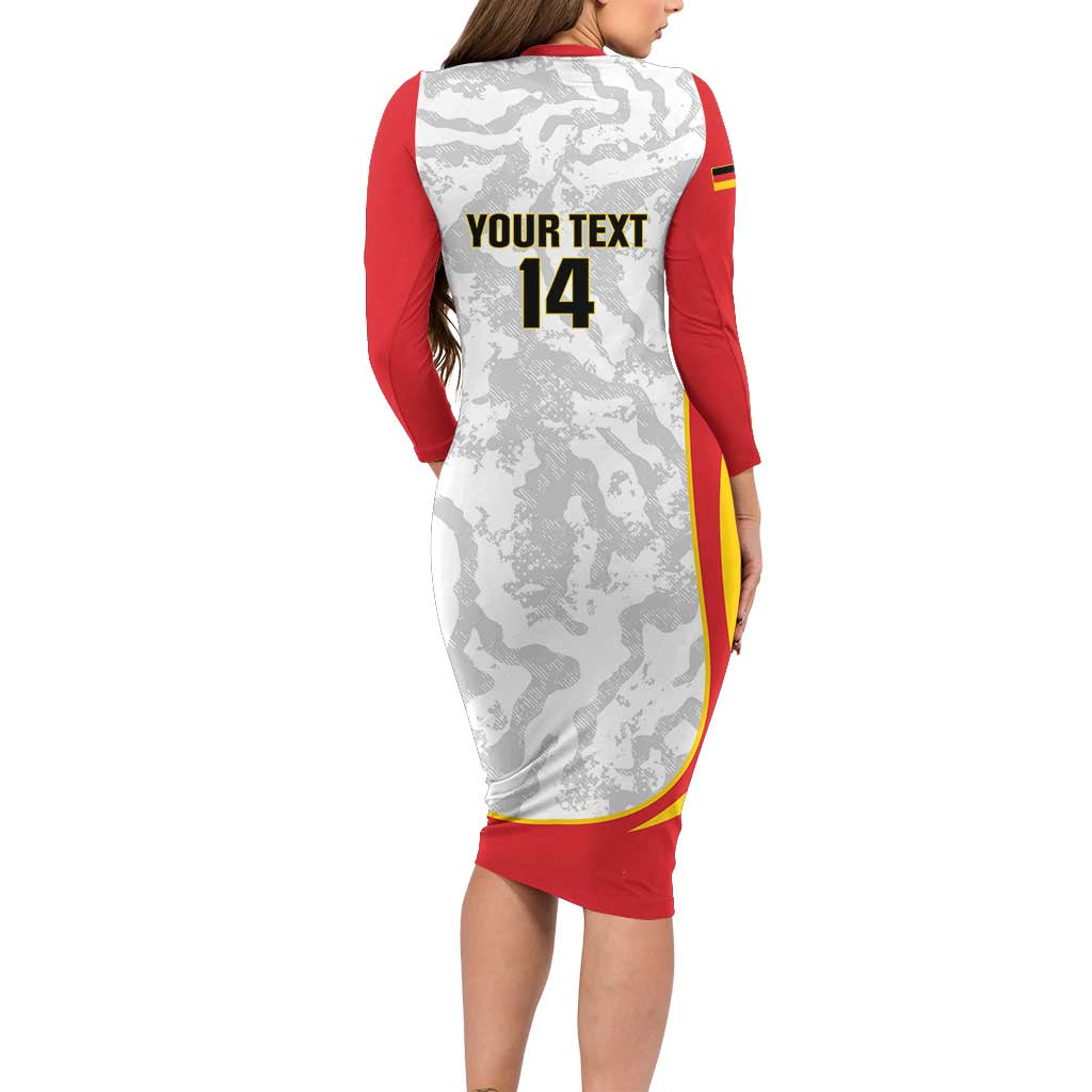 Custom Germany Football Long Sleeve Bodycon Dress 2026 Come On Die Nationalelf - Wonder Print Shop