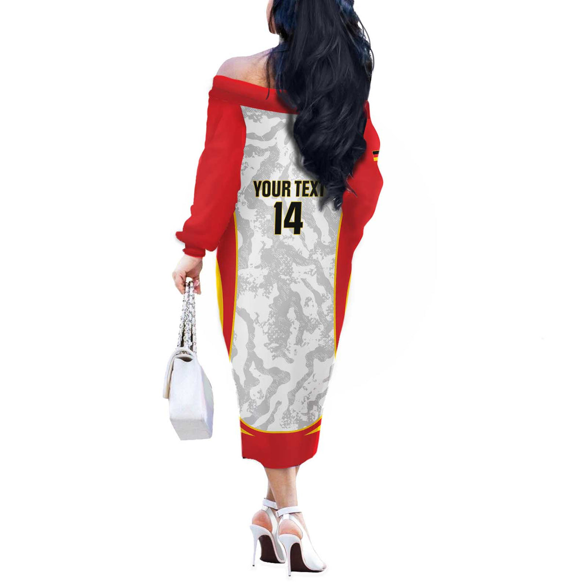 Custom Germany Football Off The Shoulder Long Sleeve Dress 2026 Come On Die Nationalelf - Wonder Print Shop