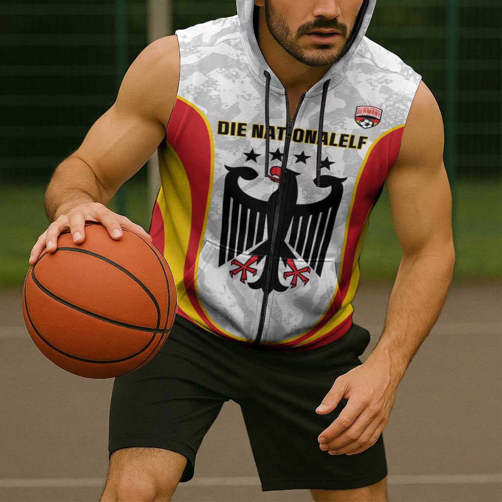 Custom Germany Football Sleeveless Zip Hoodie 2026 Come On Die Nationalelf - Wonder Print Shop