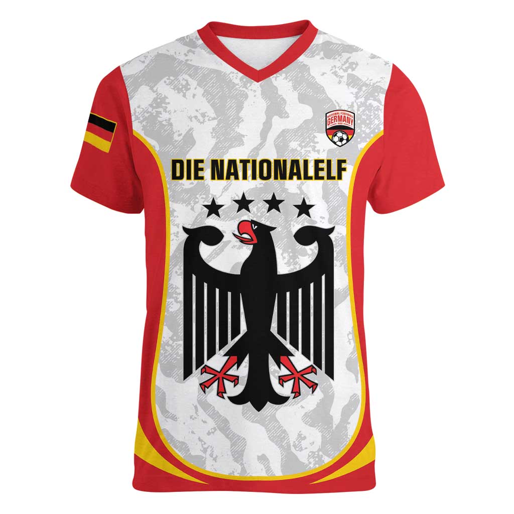 Custom Germany Football Women V-Neck T-Shirt 2026 Come On Die Nationalelf - Wonder Print Shop