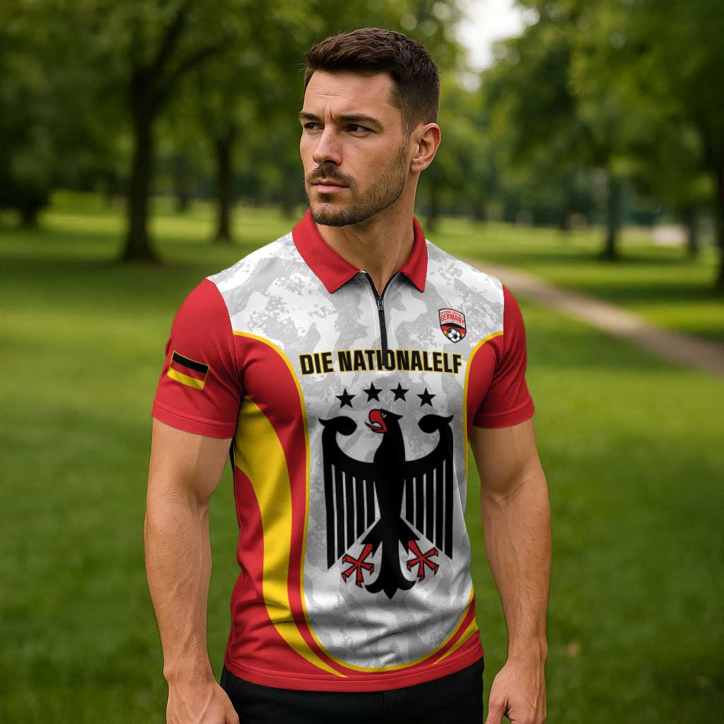 Custom Germany Football Zipper Polo Shirt 2026 Come On Die Nationalelf - Wonder Print Shop