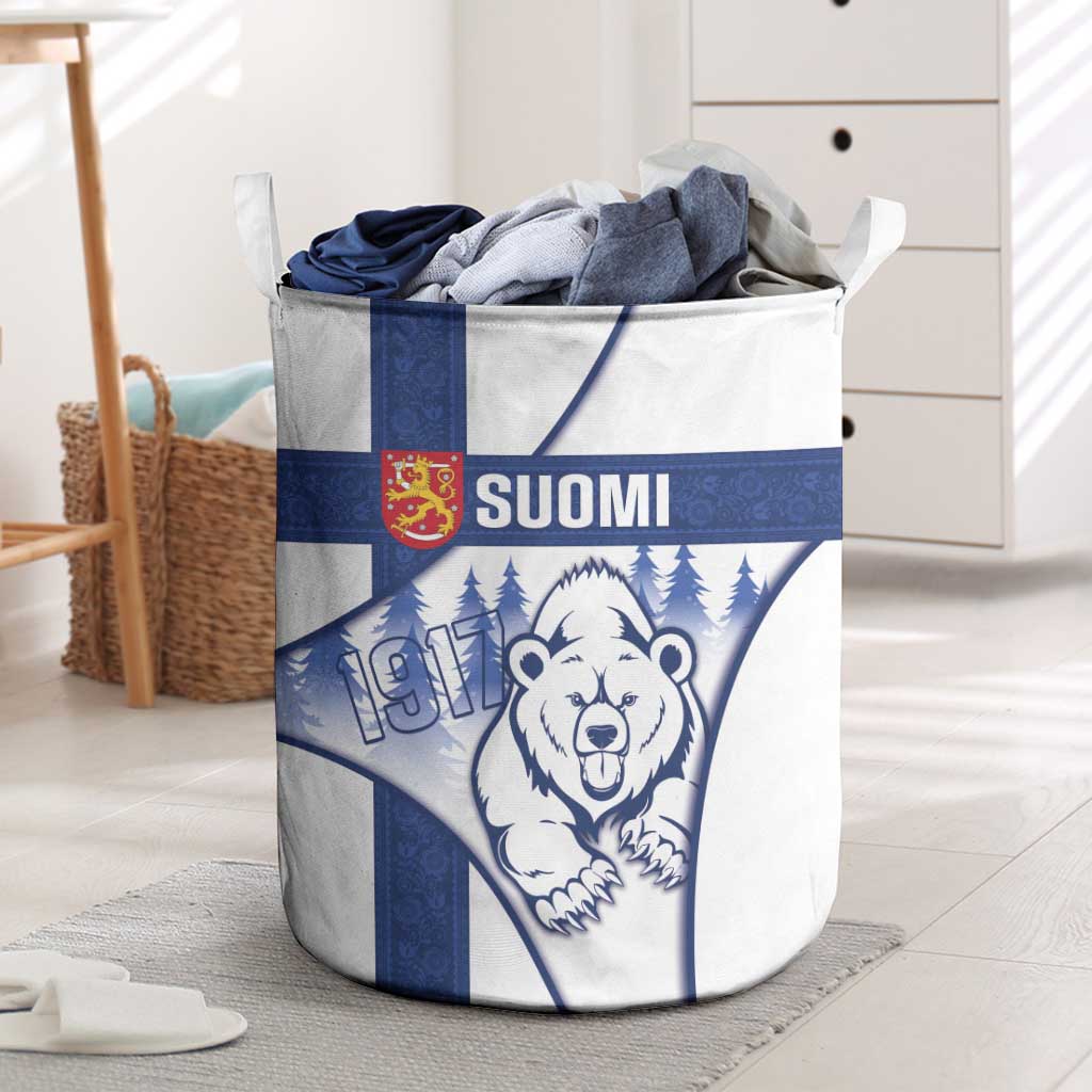 Finland Independence Day Laundry Basket Suomi 1917 Proud Flag Finnish Folk Pattern - Wonder Print Shop