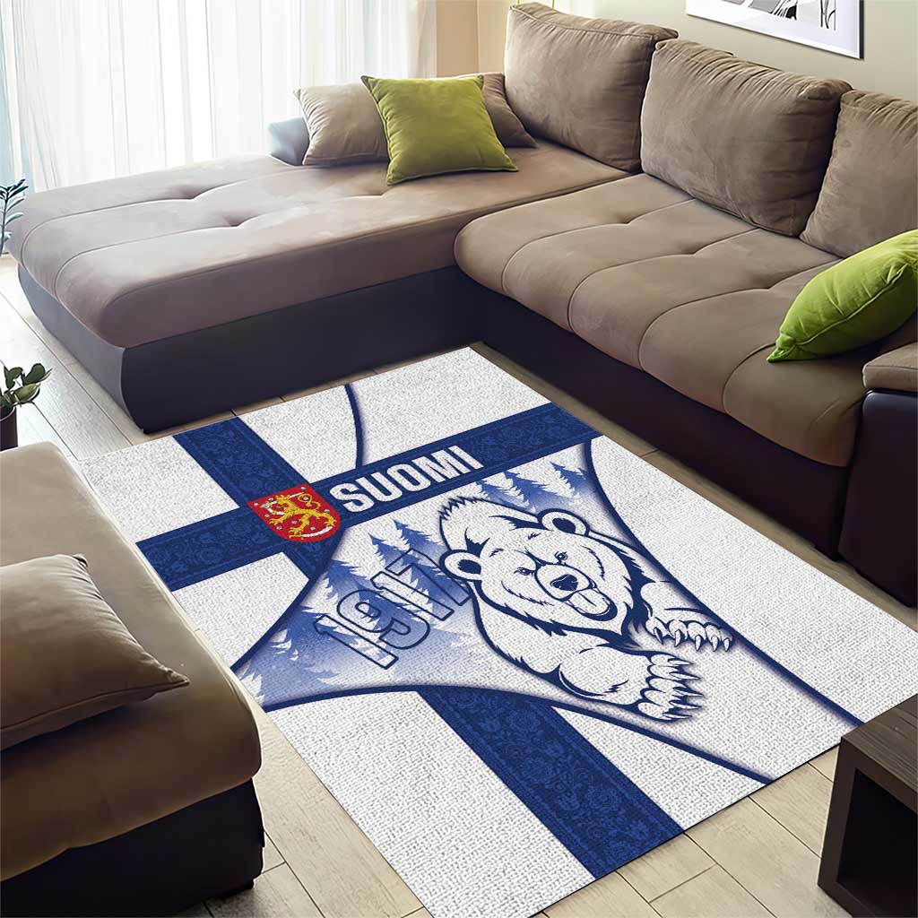 Finland Independence Day Area Rug Suomi 1917 Proud Flag Finnish Folk Pattern - Wonder Print Shop