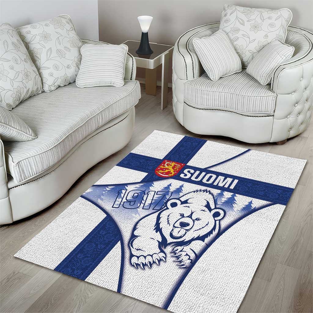 Finland Independence Day Area Rug Suomi 1917 Proud Flag Finnish Folk Pattern - Wonder Print Shop
