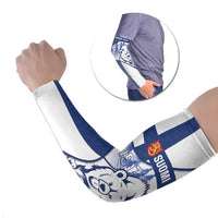 Personalised Finland Independence Day Arm Sleeves Suomi 1917 Proud Flag Finnish Folk Pattern - Wonder Print Shop