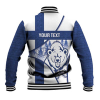 Personalised Finland Independence Day Baseball Jacket Suomi 1917 Proud Flag Finnish Folk Pattern - Wonder Print Shop