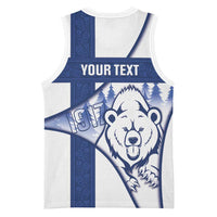 Personalised Finland Independence Day Basketball Jersey Suomi 1917 Proud Flag Finnish Folk Pattern - Wonder Print Shop