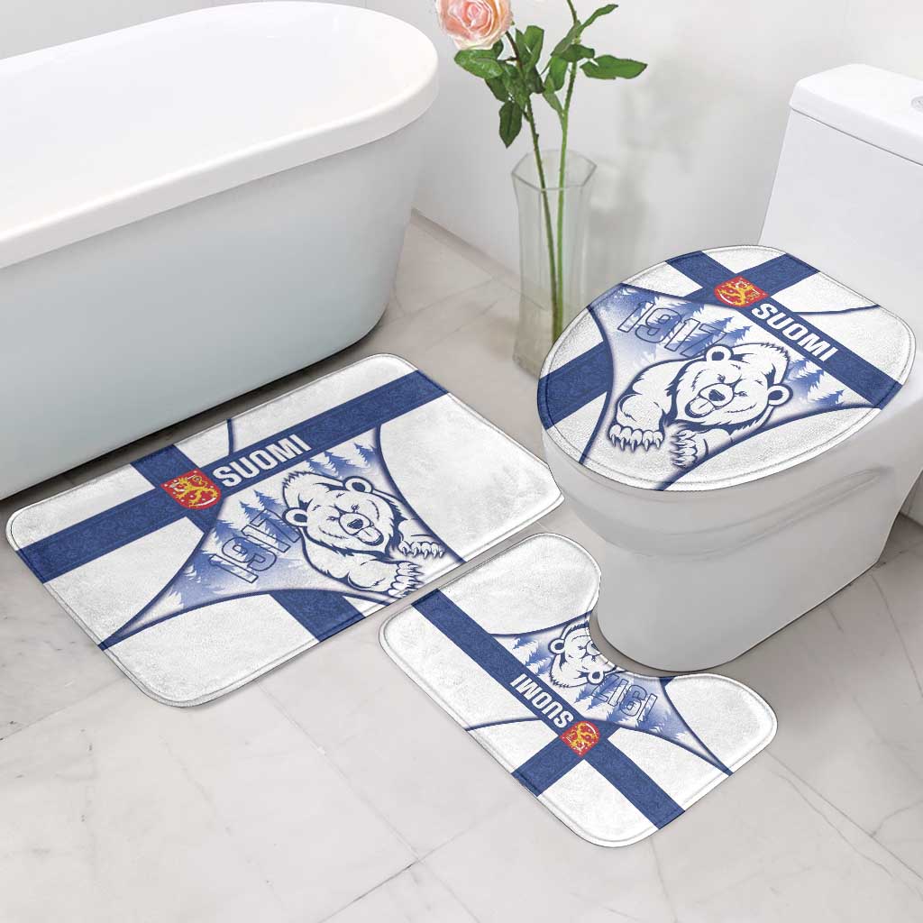 Finland Independence Day Bathroom Set Suomi 1917 Proud Flag Finnish Folk Pattern - Wonder Print Shop