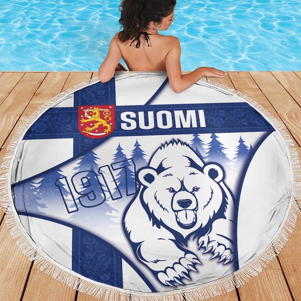 Finland Independence Day Beach Blanket Suomi 1917 Proud Flag Finnish Folk Pattern - Wonder Print Shop