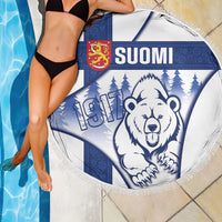 Finland Independence Day Beach Blanket Suomi 1917 Proud Flag Finnish Folk Pattern - Wonder Print Shop