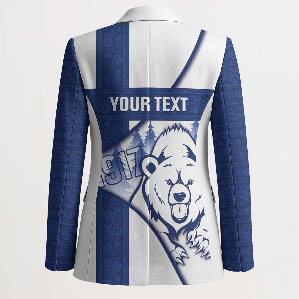 Personalised Finland Independence Day Blazer Suomi 1917 Proud Flag Finnish Folk Pattern - Wonder Print Shop