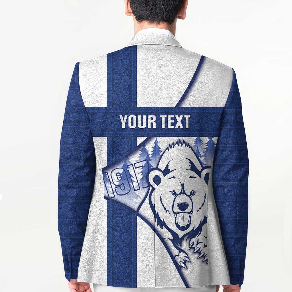 Personalised Finland Independence Day Blazer Suomi 1917 Proud Flag Finnish Folk Pattern - Wonder Print Shop