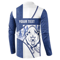 Personalised Finland Independence Day Button Sweatshirt Suomi 1917 Proud Flag Finnish Folk Pattern - Wonder Print Shop