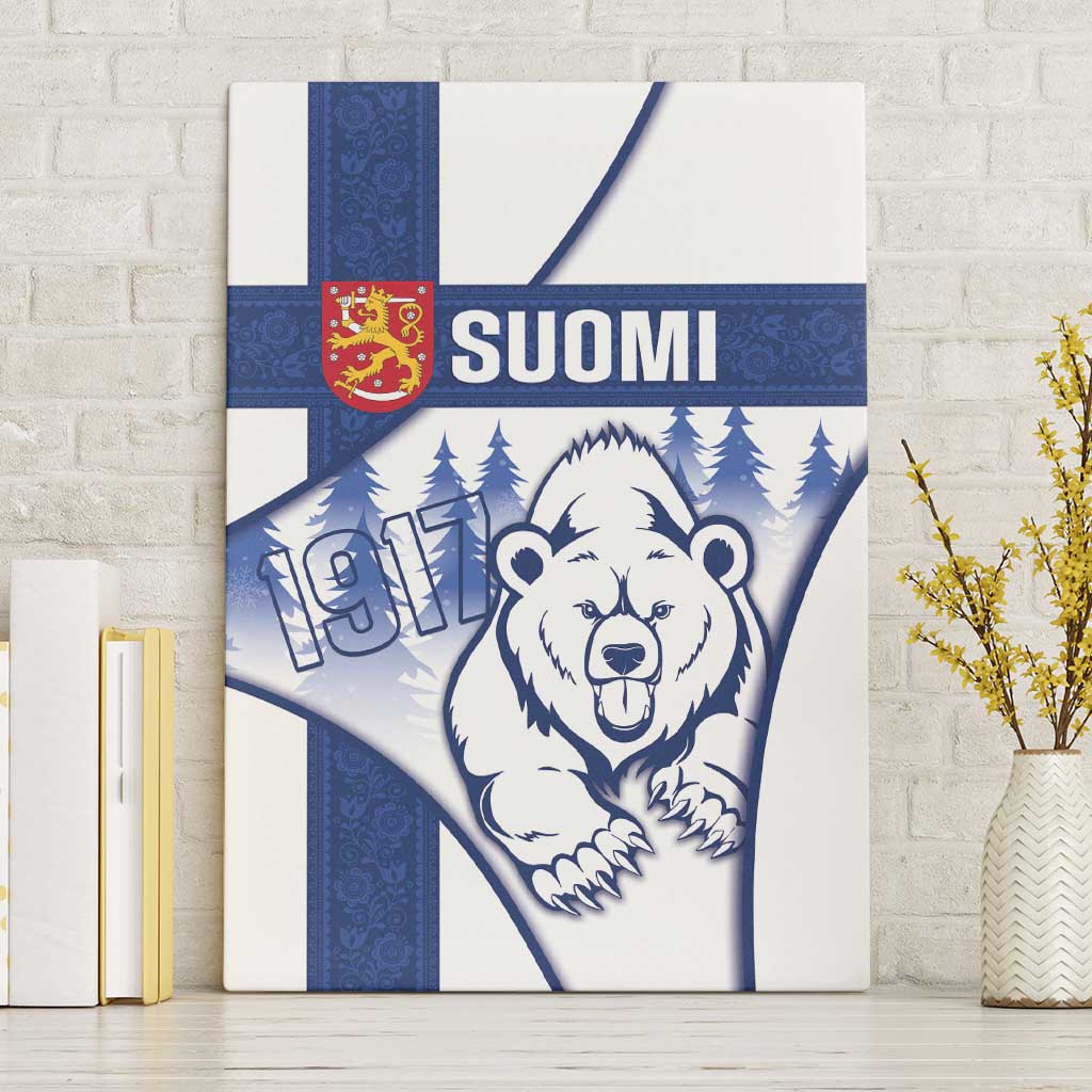 Finland Independence Day Canvas Wall Art Suomi 1917 Proud Flag Finnish Folk Pattern - Wonder Print Shop
