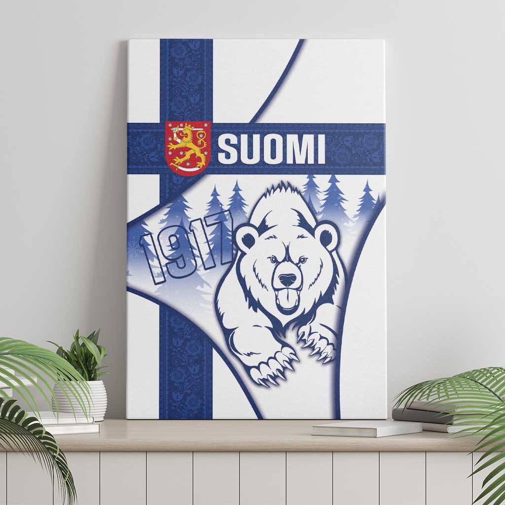 Finland Independence Day Canvas Wall Art Suomi 1917 Proud Flag Finnish Folk Pattern - Wonder Print Shop