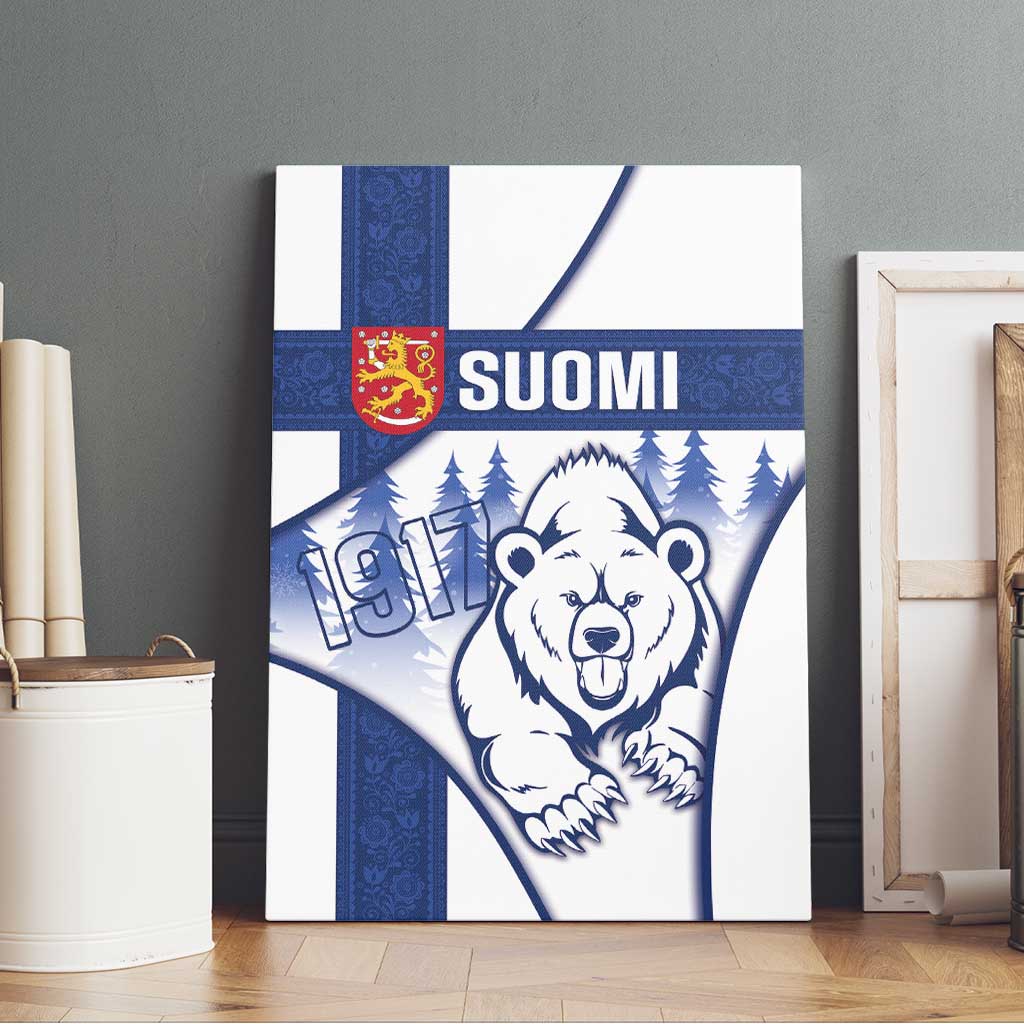 Finland Independence Day Canvas Wall Art Suomi 1917 Proud Flag Finnish Folk Pattern - Wonder Print Shop