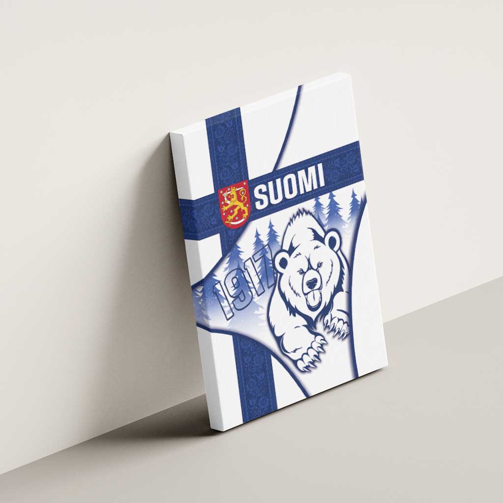 Finland Independence Day Canvas Wall Art Suomi 1917 Proud Flag Finnish Folk Pattern - Wonder Print Shop