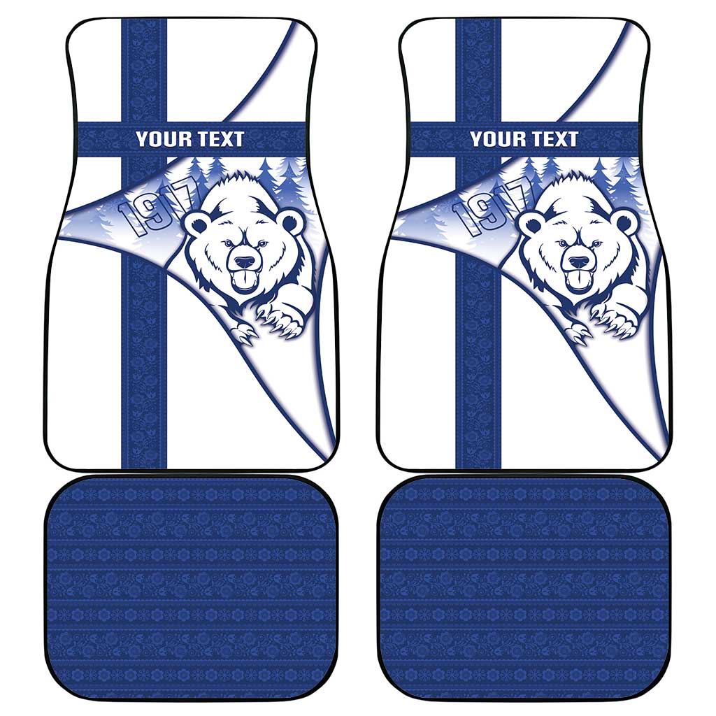 Personalised Finland Independence Day Car Mats Suomi 1917 Proud Flag Finnish Folk Pattern - Wonder Print Shop