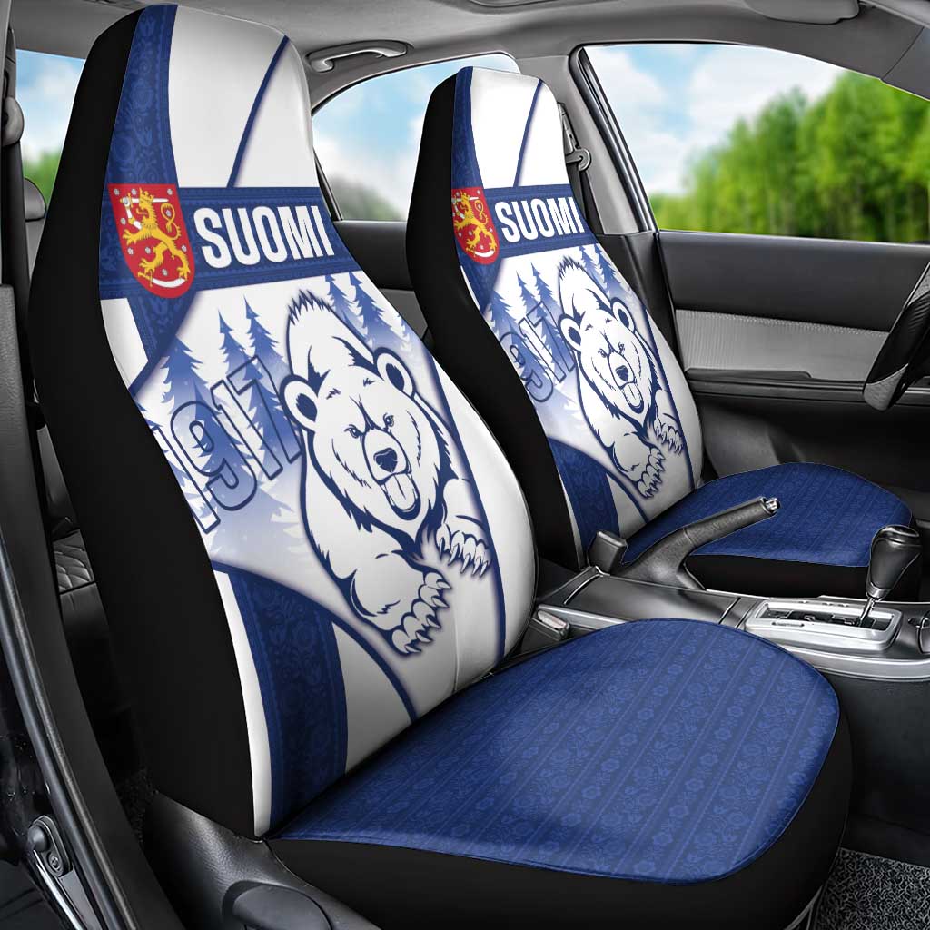 Finland Independence Day Car Seat Cover Suomi 1917 Proud Flag Finnish Folk Pattern - Wonder Print Shop