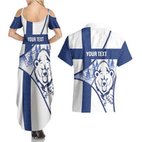 Personalised Finland Independence Day Couples Matching Summer Maxi Dress and Hawaiian Shirt Suomi 1917 Proud Flag Finnish Folk Pattern - Wonder Print Shop