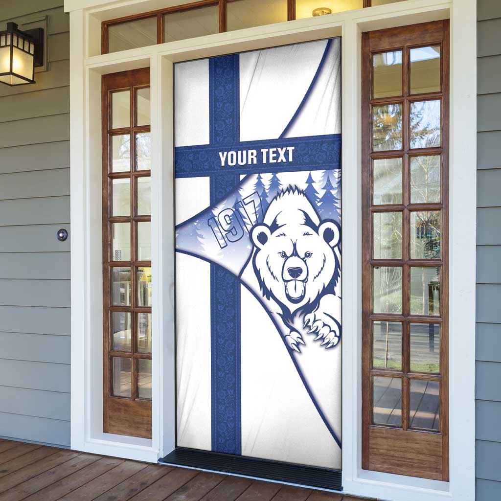 Personalised Finland Independence Day Door Cover Suomi 1917 Proud Flag Finnish Folk Pattern - Wonder Print Shop