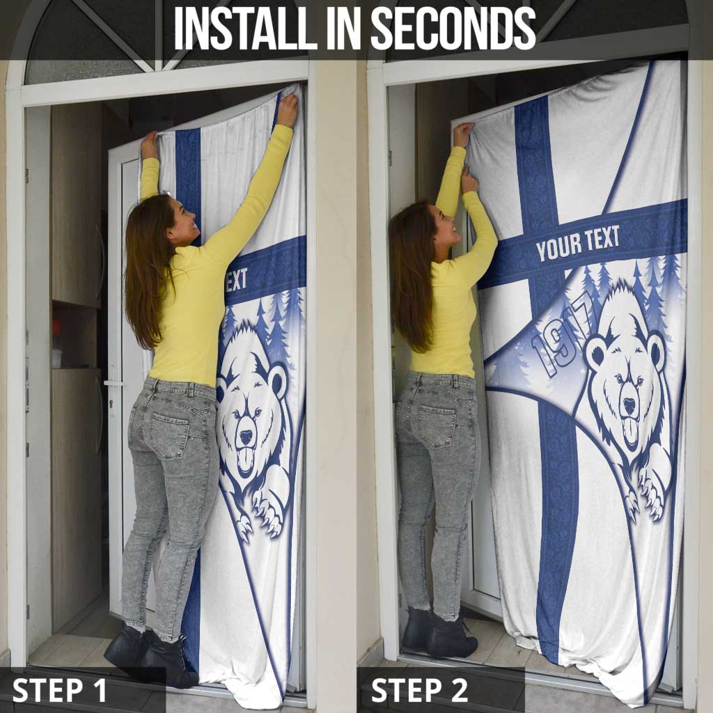 Personalised Finland Independence Day Door Cover Suomi 1917 Proud Flag Finnish Folk Pattern - Wonder Print Shop