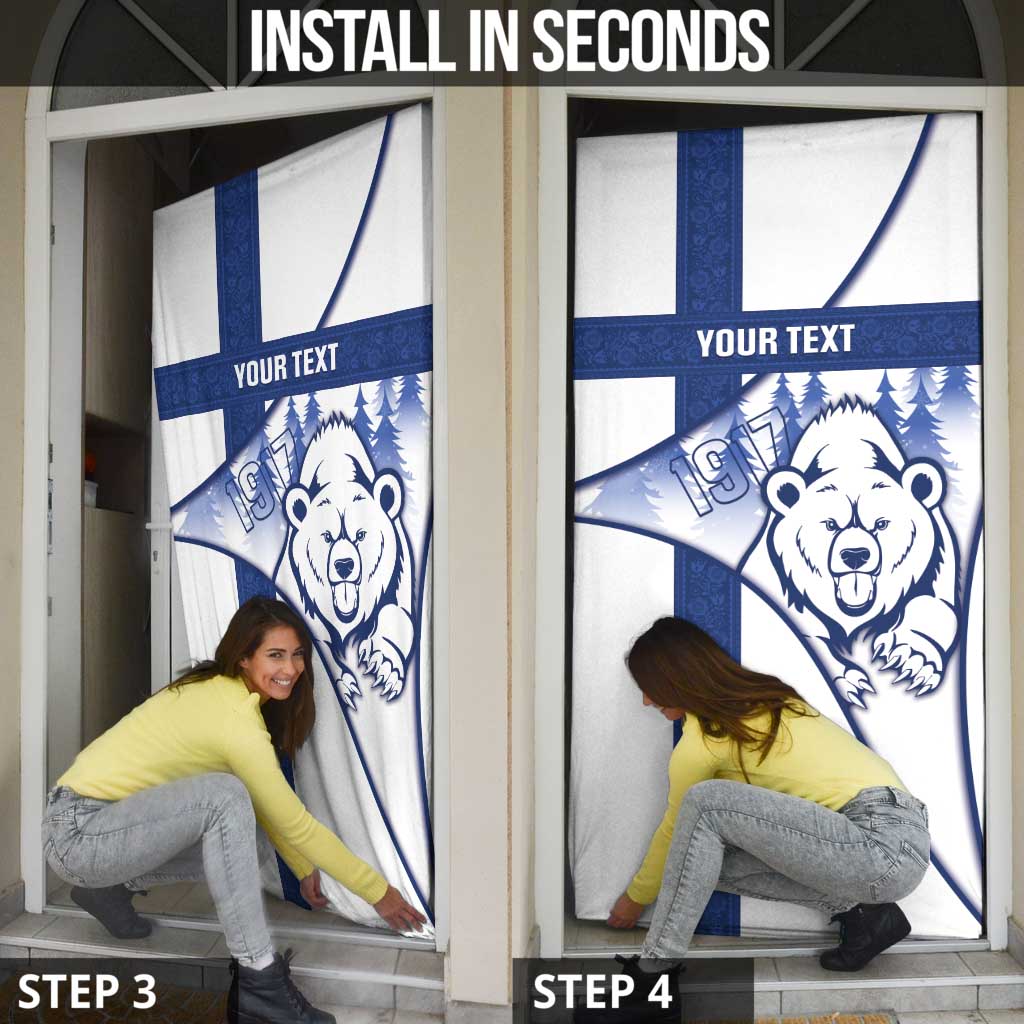 Personalised Finland Independence Day Door Cover Suomi 1917 Proud Flag Finnish Folk Pattern - Wonder Print Shop