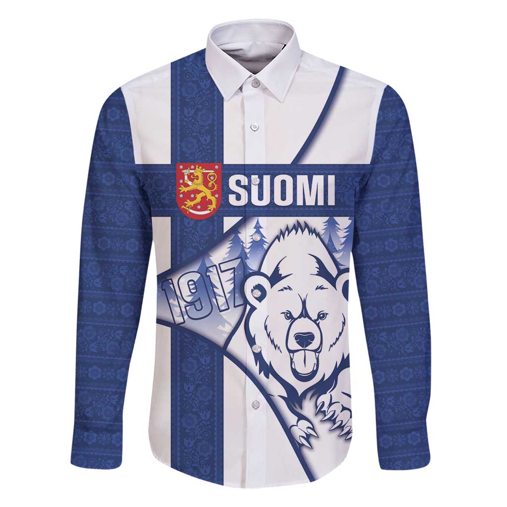 Personalised Finland Independence Day Family Matching Long Sleeve Bodycon Dress and Hawaiian Shirt Suomi 1917 Proud Flag Finnish Folk Pattern - Wonder Print Shop