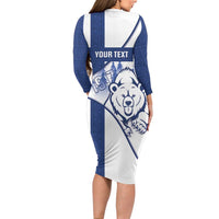 Personalised Finland Independence Day Family Matching Long Sleeve Bodycon Dress and Hawaiian Shirt Suomi 1917 Proud Flag Finnish Folk Pattern - Wonder Print Shop