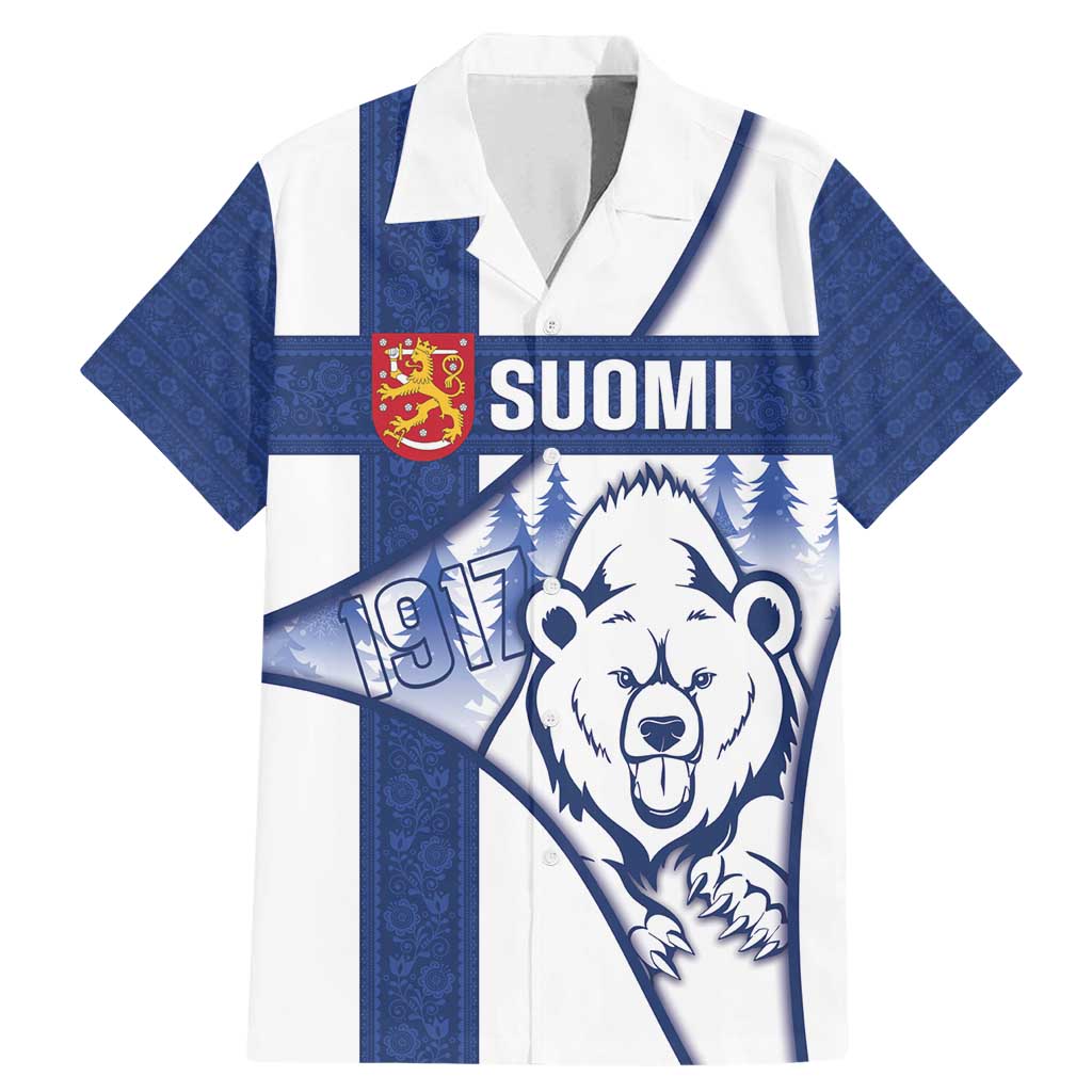 Personalised Finland Independence Day Family Matching Mermaid Dress and Hawaiian Shirt Suomi 1917 Proud Flag Finnish Folk Pattern - Wonder Print Shop