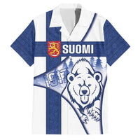 Personalised Finland Independence Day Family Matching Off The Shoulder Long Sleeve Dress and Hawaiian Shirt Suomi 1917 Proud Flag Finnish Folk Pattern - Wonder Print Shop