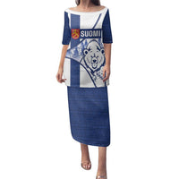 Personalised Finland Independence Day Family Matching Puletasi and Hawaiian Shirt Suomi 1917 Proud Flag Finnish Folk Pattern - Wonder Print Shop