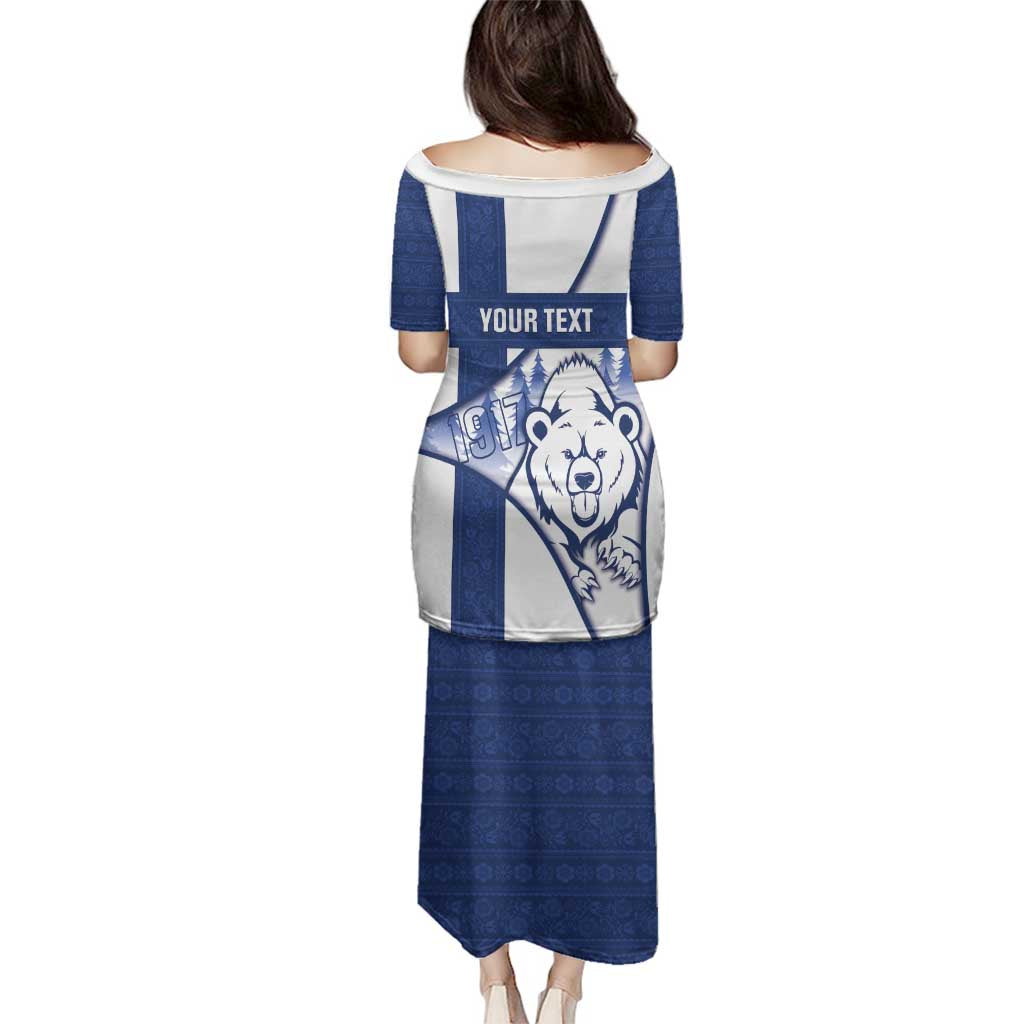 Personalised Finland Independence Day Family Matching Puletasi and Hawaiian Shirt Suomi 1917 Proud Flag Finnish Folk Pattern - Wonder Print Shop