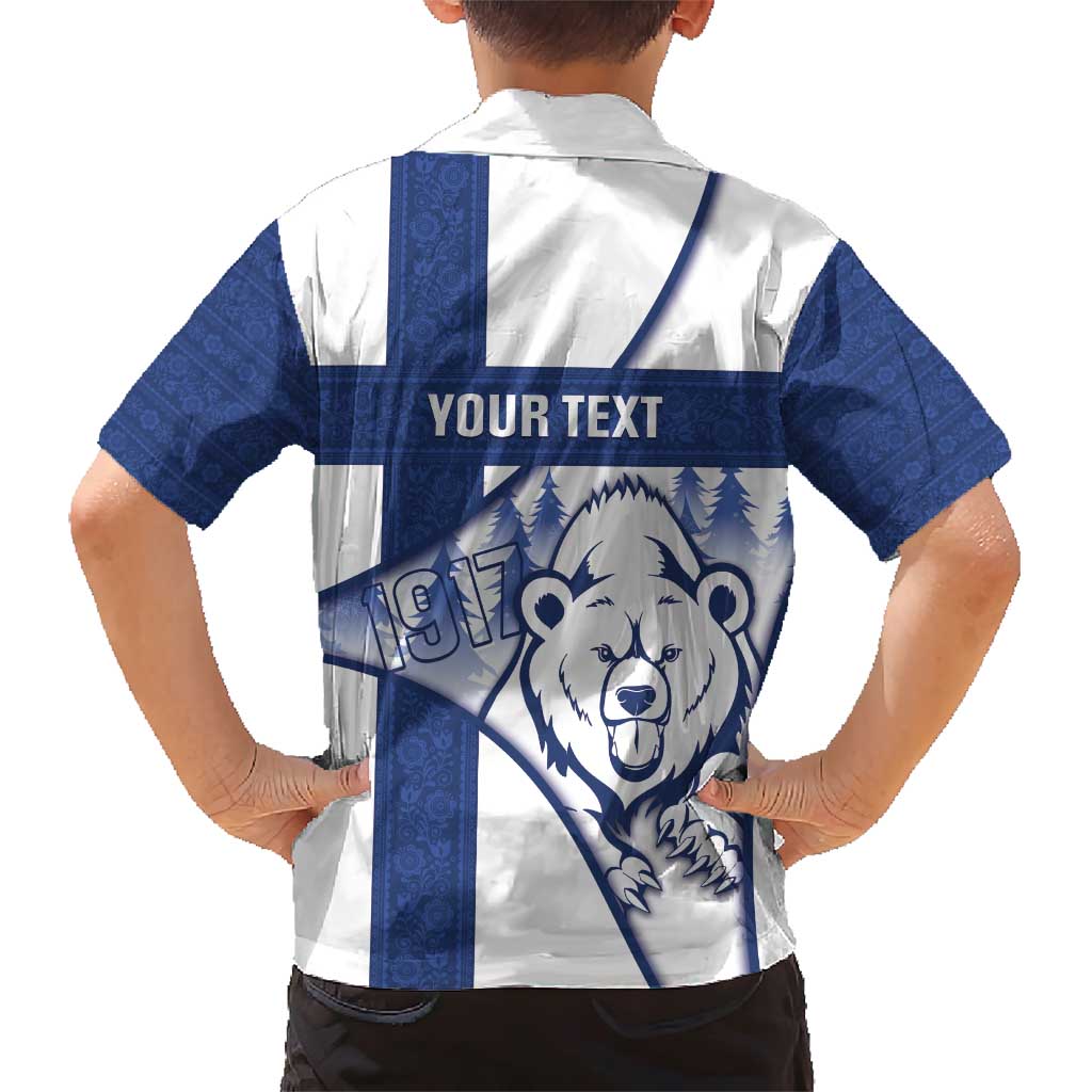 Personalised Finland Independence Day Family Matching Short Sleeve Bodycon Dress and Hawaiian Shirt Suomi 1917 Proud Flag Finnish Folk Pattern - Wonder Print Shop